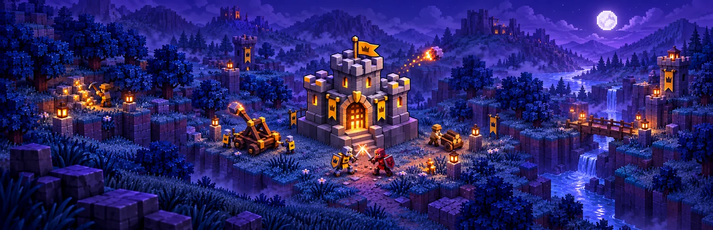 Moonlit valley panorama